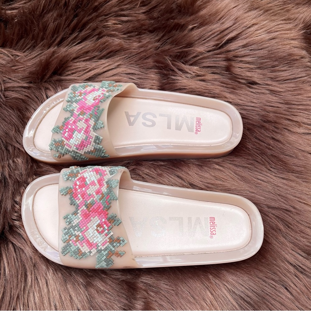Melissa Pink Floral Slide Sandals - Picture 5 of 10